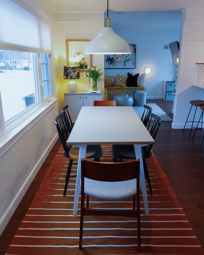a narrow dining table for small spaces helps to keep walking paths clear
